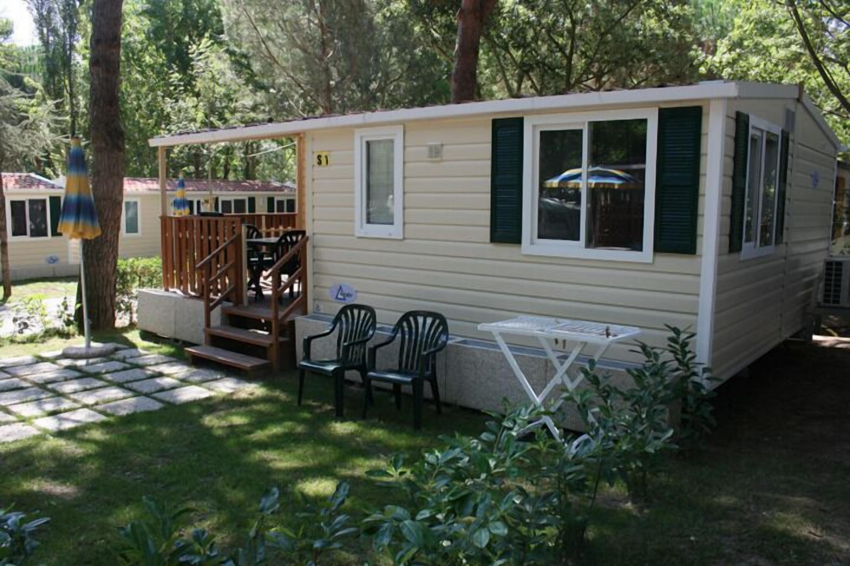 Comfort stacaravan | Terras