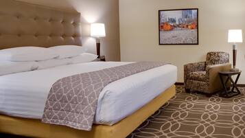 Premium bedding, desk, iron/ironing board, free cribs/infant beds