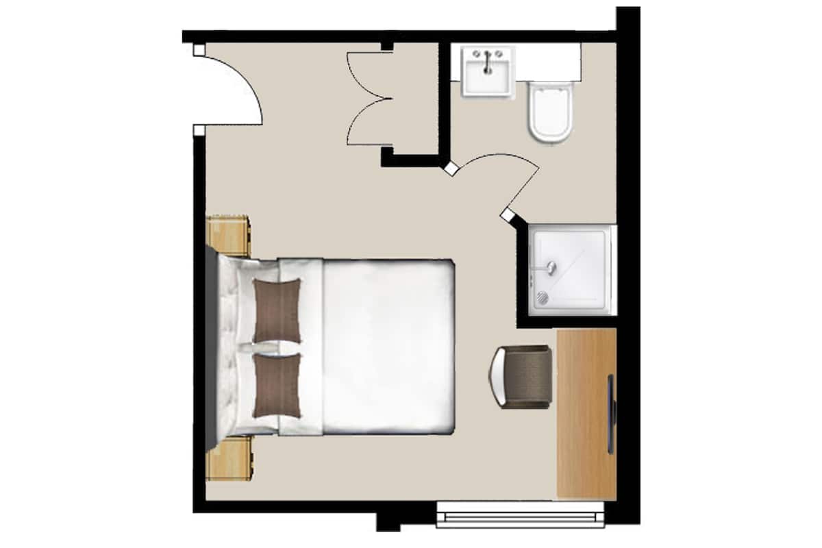 Kamar Double Ekonomi | Seprai antialergi, setrika/meja setrika, Wi-Fi gratis, dan seprai linen
