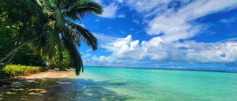 On the beach, beach towels, fishing