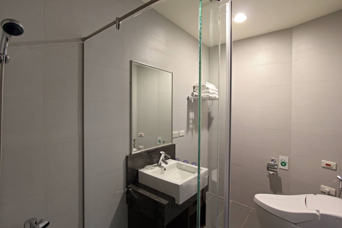 free toiletries, hair dryer, slippers, towels