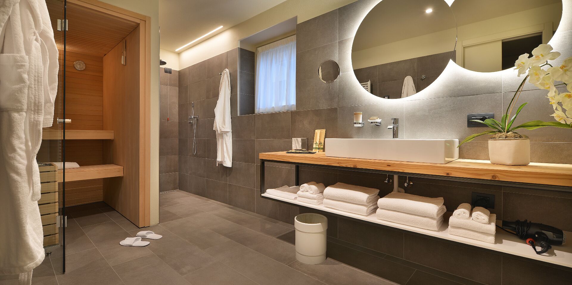 shower, free toiletries, hair dryer, bathrobes