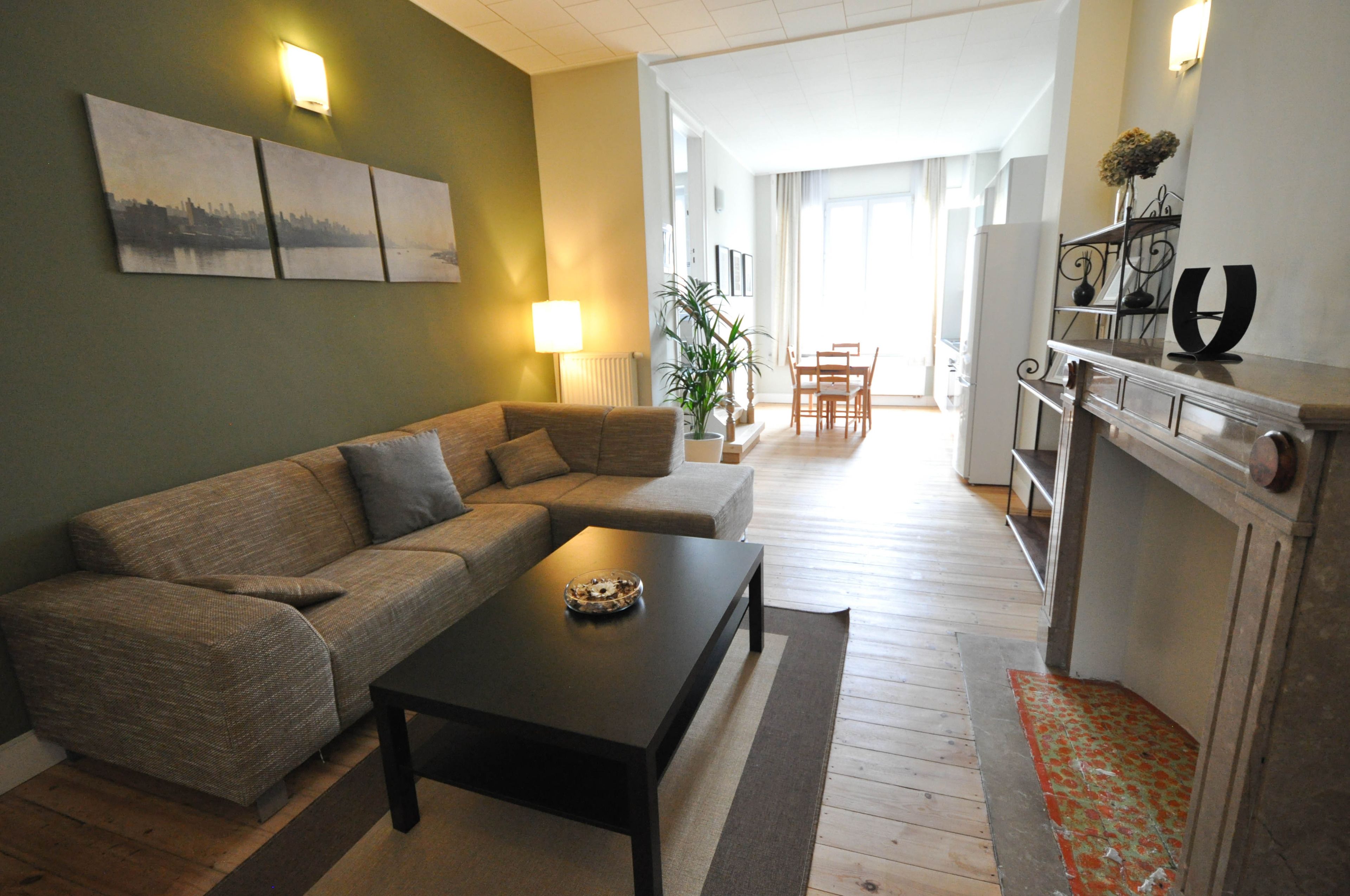 deluxe apartment | living room | tv, fireplace