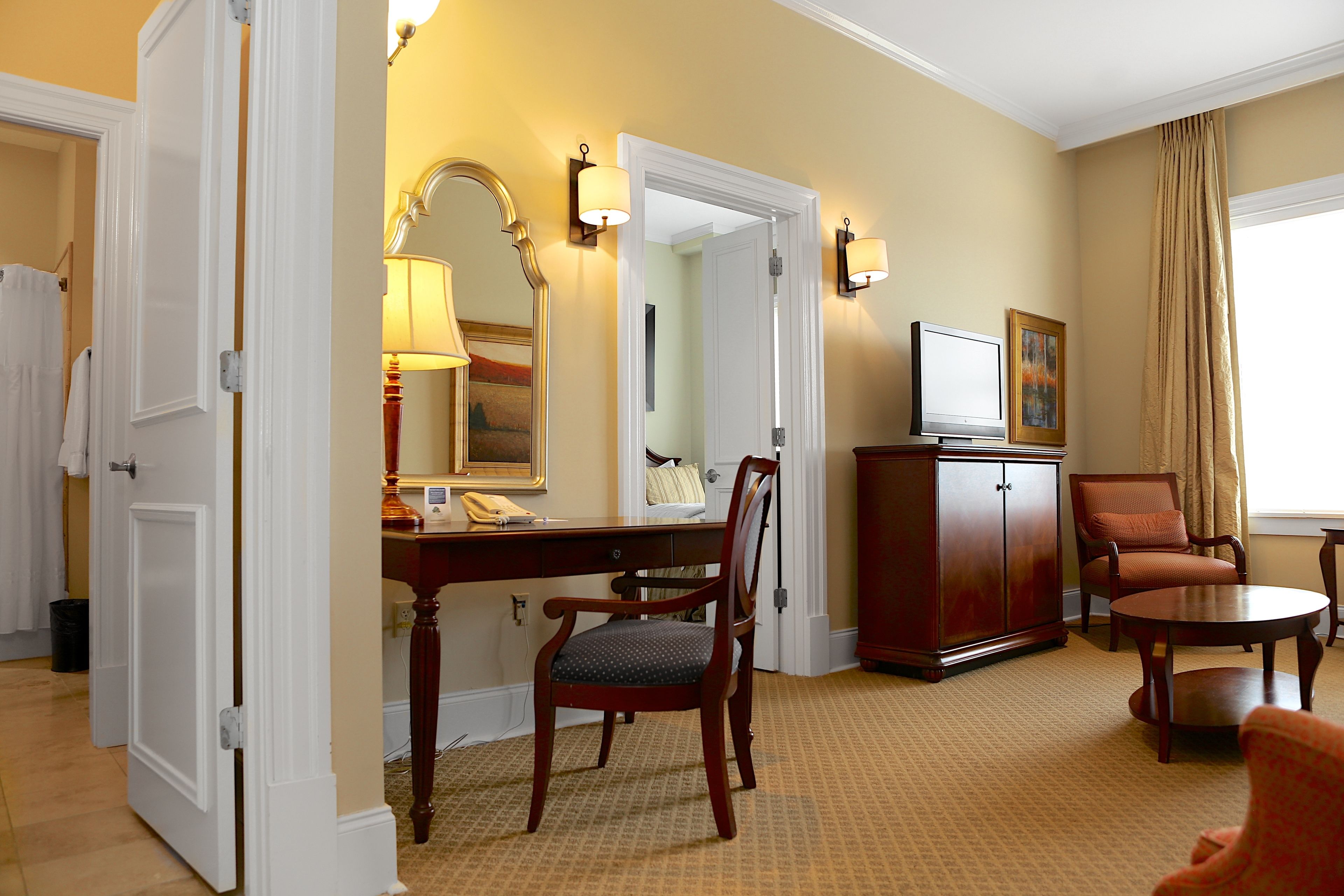 desk, blackout curtains, iron/ironing board, free wifi