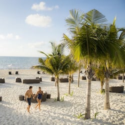 Private beach, white sand, free beach cabanas, sun loungers