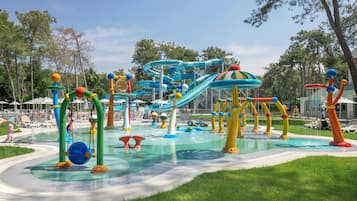 Indoor pool, outdoor pool, pool umbrellas, sun loungers