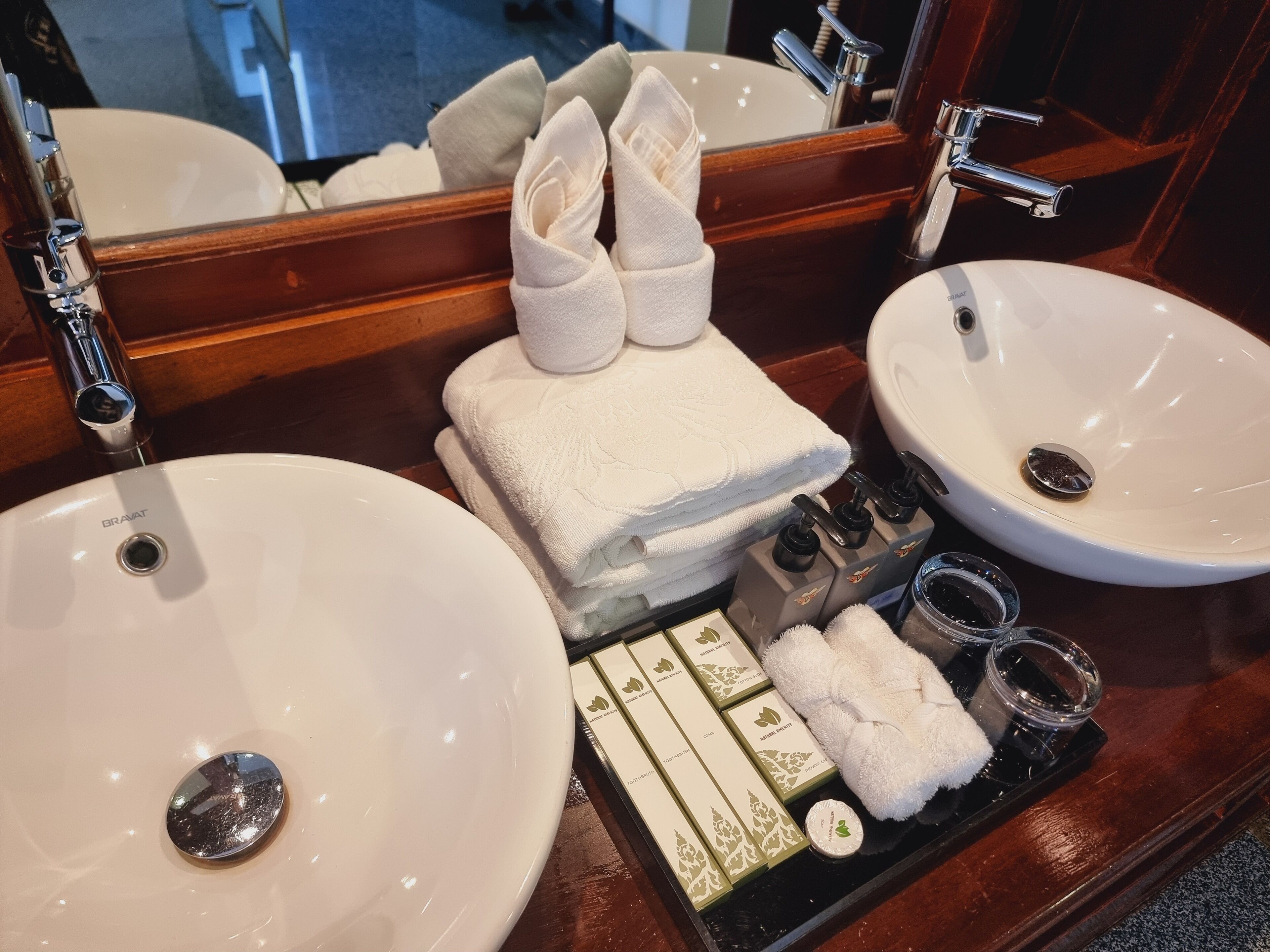 free toiletries, hair dryer, bathrobes, slippers