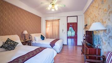 Quadruple Room, Mountain View | Blackout drapes, soundproofing, free WiFi, bed sheets