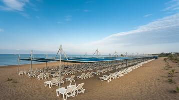 Private beach nearby, sun loungers, beach umbrellas, beach volleyball