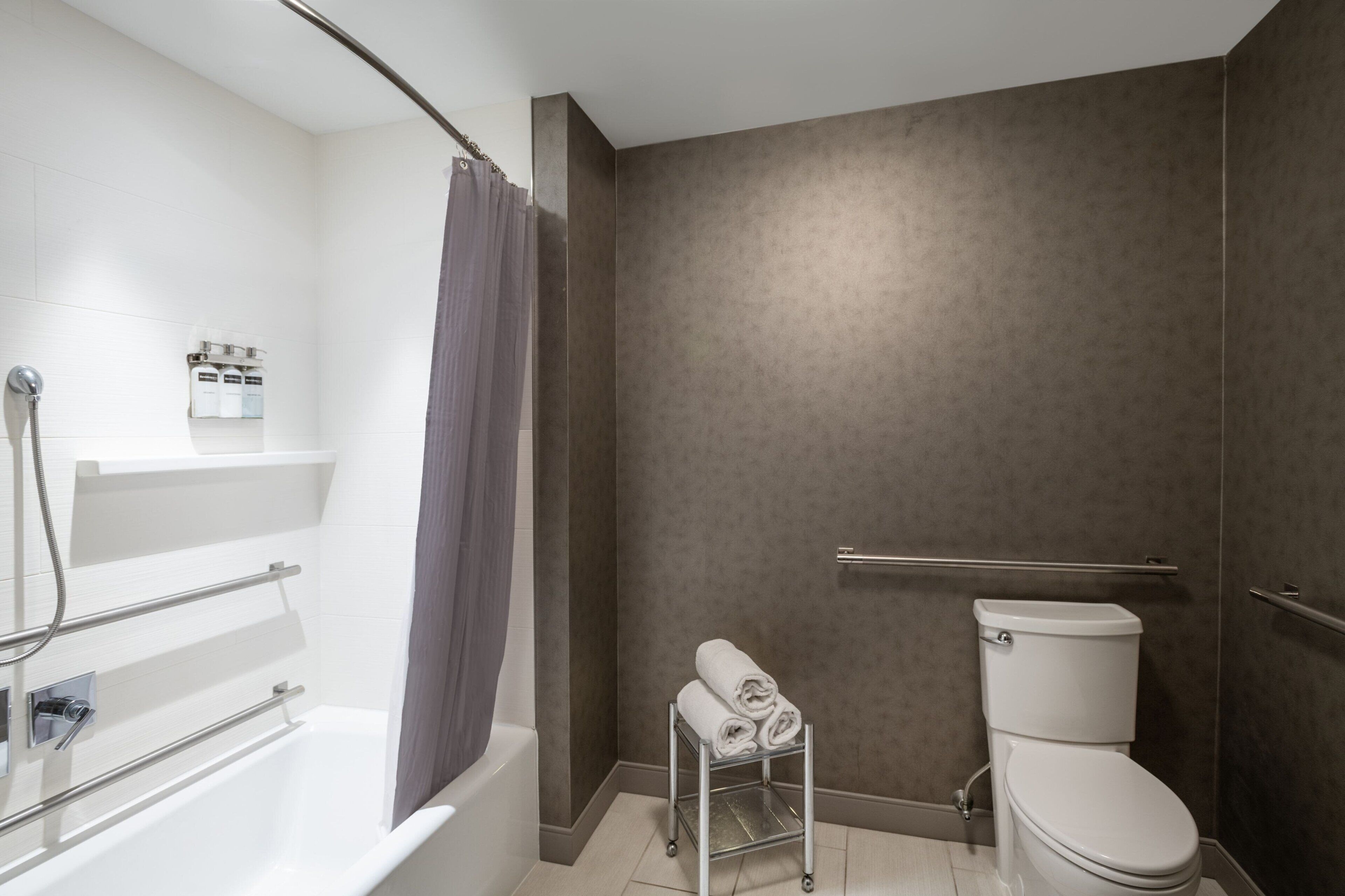 free toiletries, hair dryer, towels