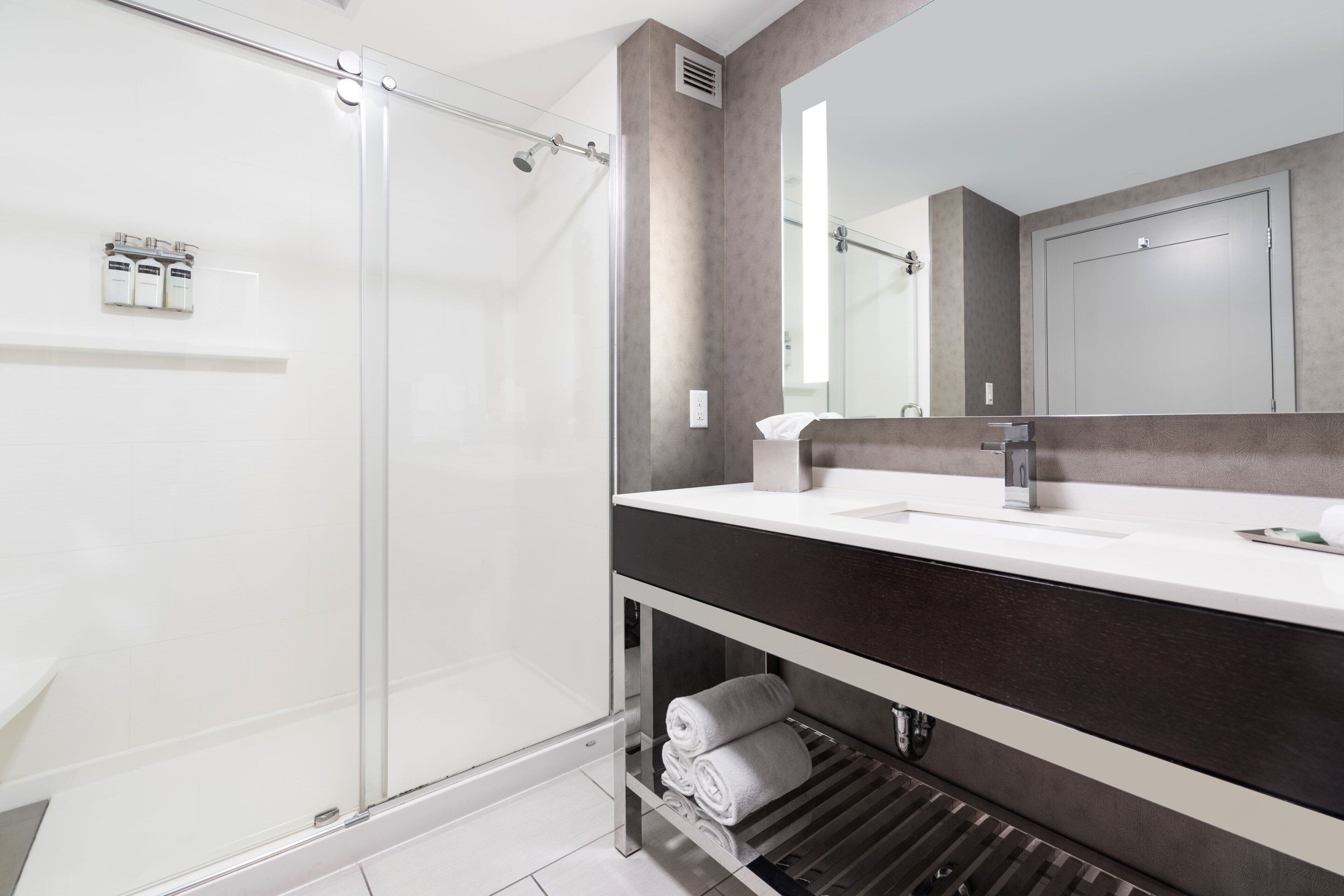 free toiletries, hair dryer, towels