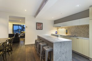 3 Bedroom 3.5 Bathroom Luxury Penthouse | Private kitchen | Full-sized fridge, microwave, oven, stovetop