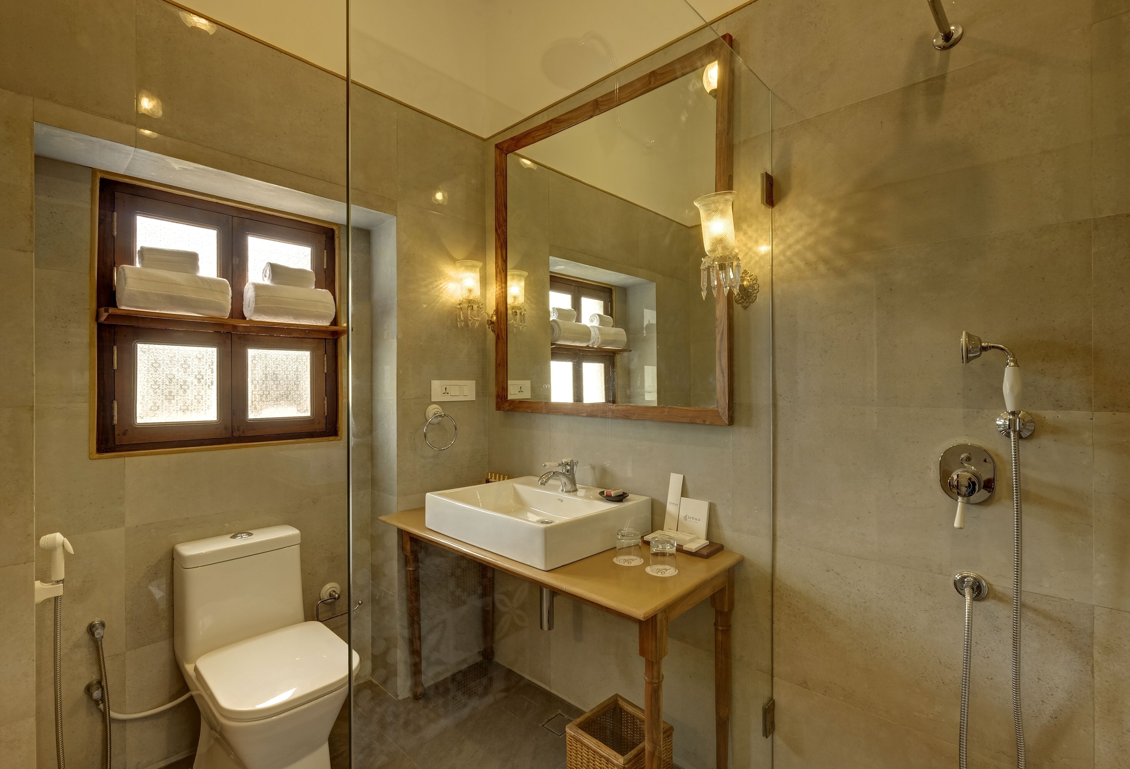 shower, free toiletries, hair dryer, bathrobes