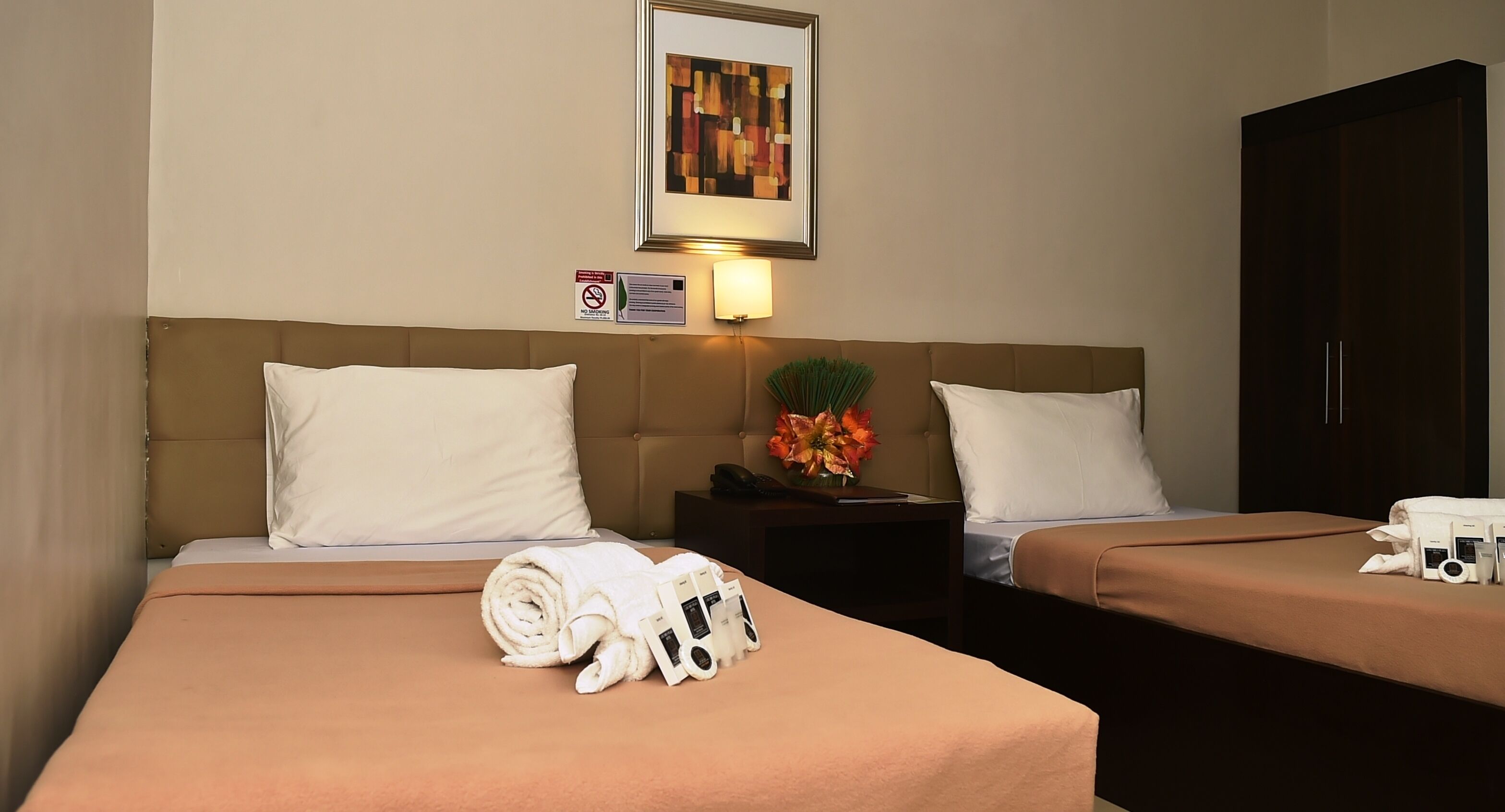 Desk, free WiFi, bed sheets