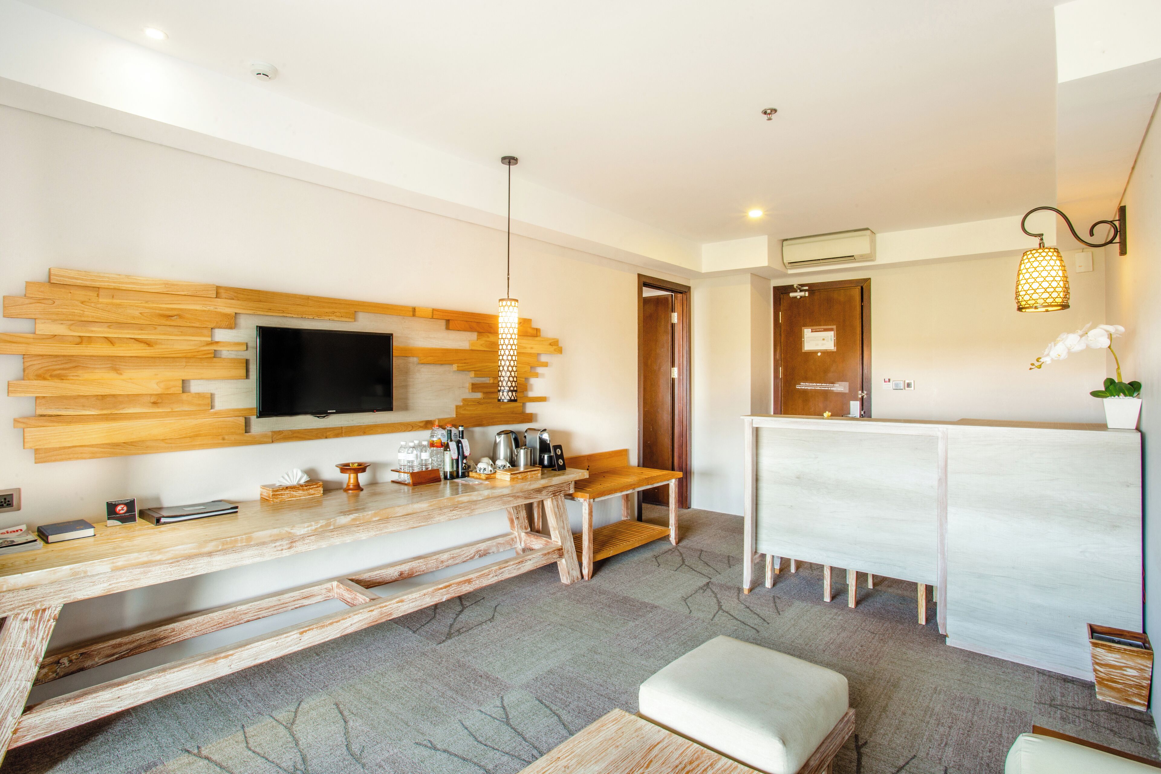 kecak suite, 2 bedrooms, living room & balcony | living area | 32-inch flat-screen tv with satellite channels, tv