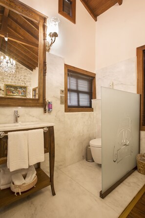 Douche, douche hydromassante, articles de toilette gratuits