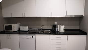 Fridge, microwave, electric kettle