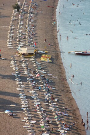 On the beach, white sand, free beach shuttle, free beach cabanas