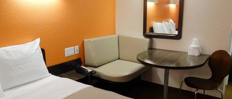 Laptop workspace, free WiFi, bed sheets