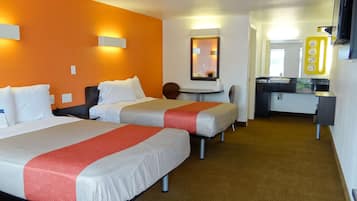 Laptop workspace, free WiFi, bed sheets