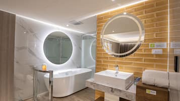 Classic Double Room | Bathroom | Separate tub and shower, hair dryer, slippers, towels