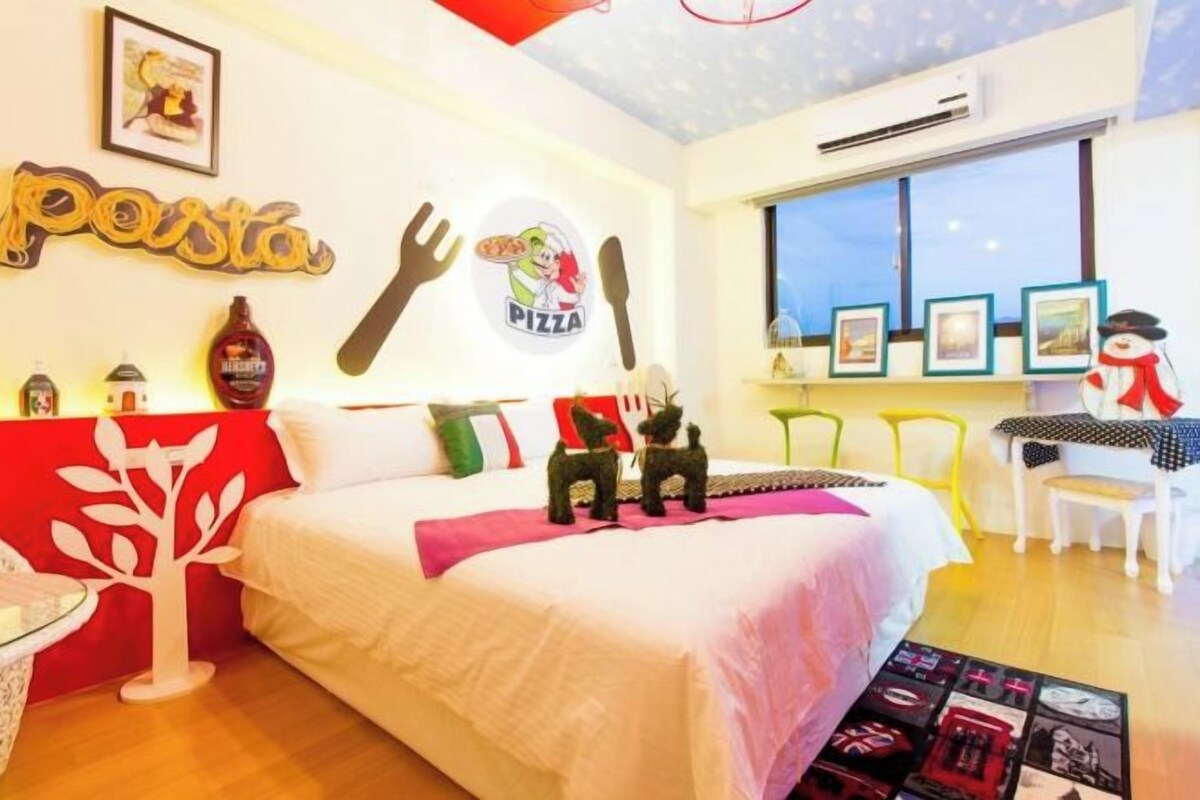 Premium bedding, down comforters, blackout drapes, soundproofing