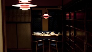 Japanese Style Villa Near Railway (Check-in instruction will be Emailed), Garden View | Private kitchen | Coffee/tea maker, fridge, microwave, stovetop - Le Machiya Mibu (Kyoto)
