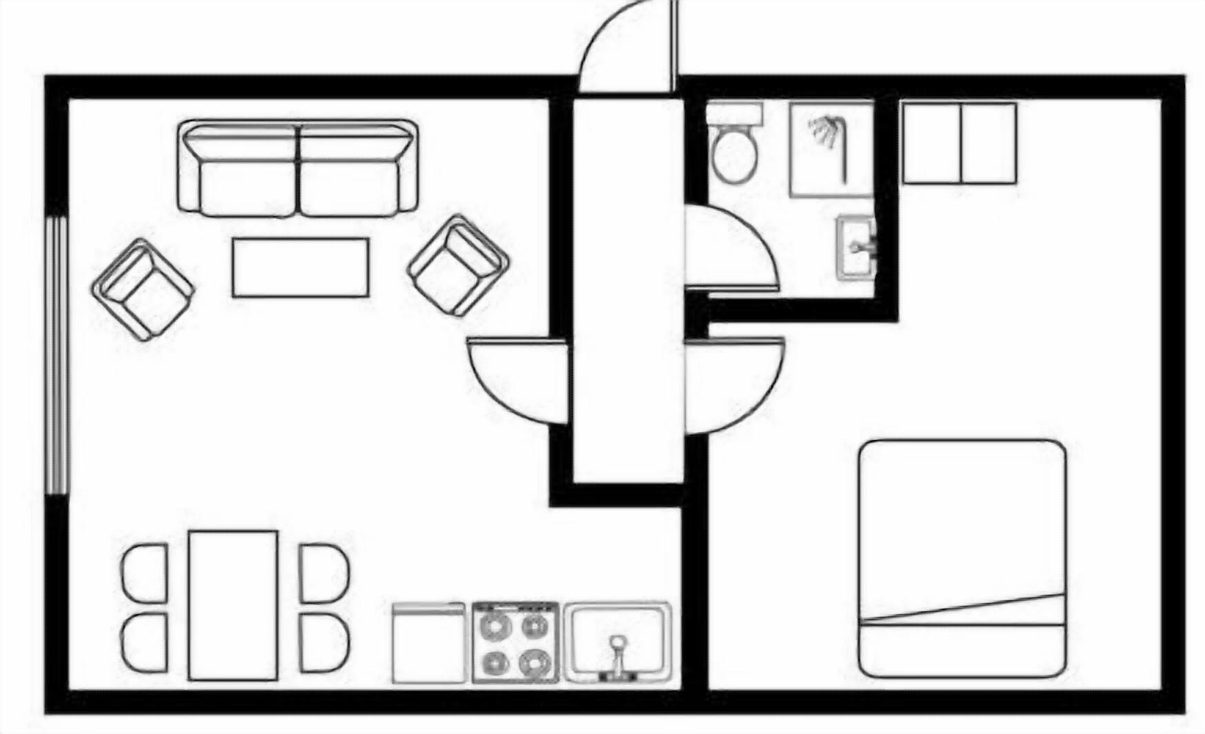apartment, 1 king bed, balcony, sea view (a) | floor plan