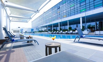 Outdoor pool, sun loungers