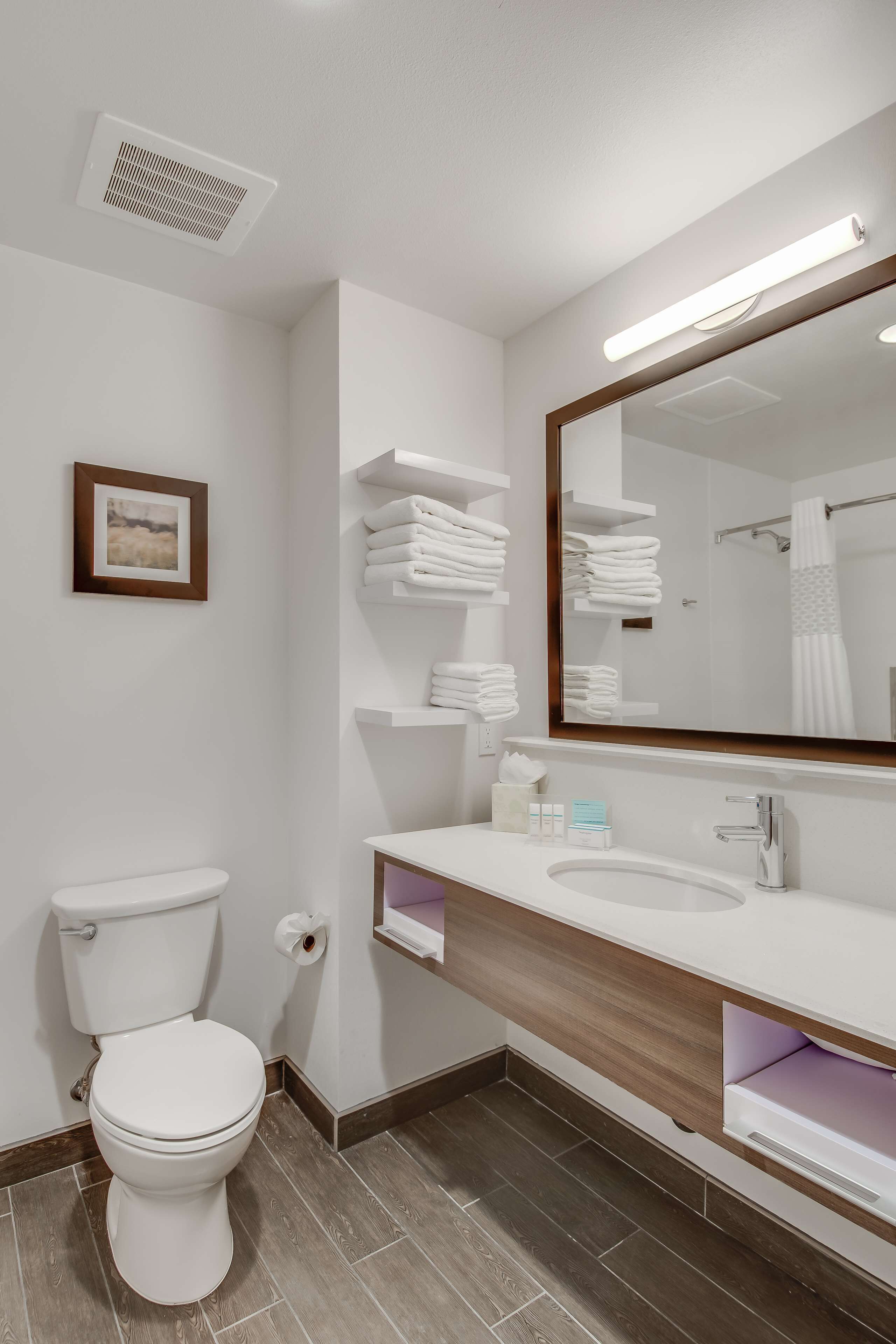 room, 2 queen beds, non smoking, refrigerator & microwave | bathroom | shower, towels