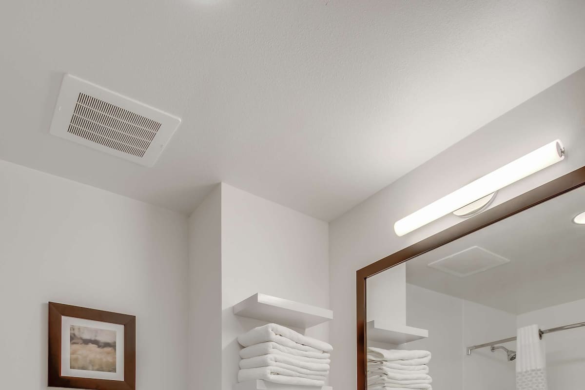 room, 2 queen beds, non smoking, refrigerator & microwave | bathroom | shower, towels