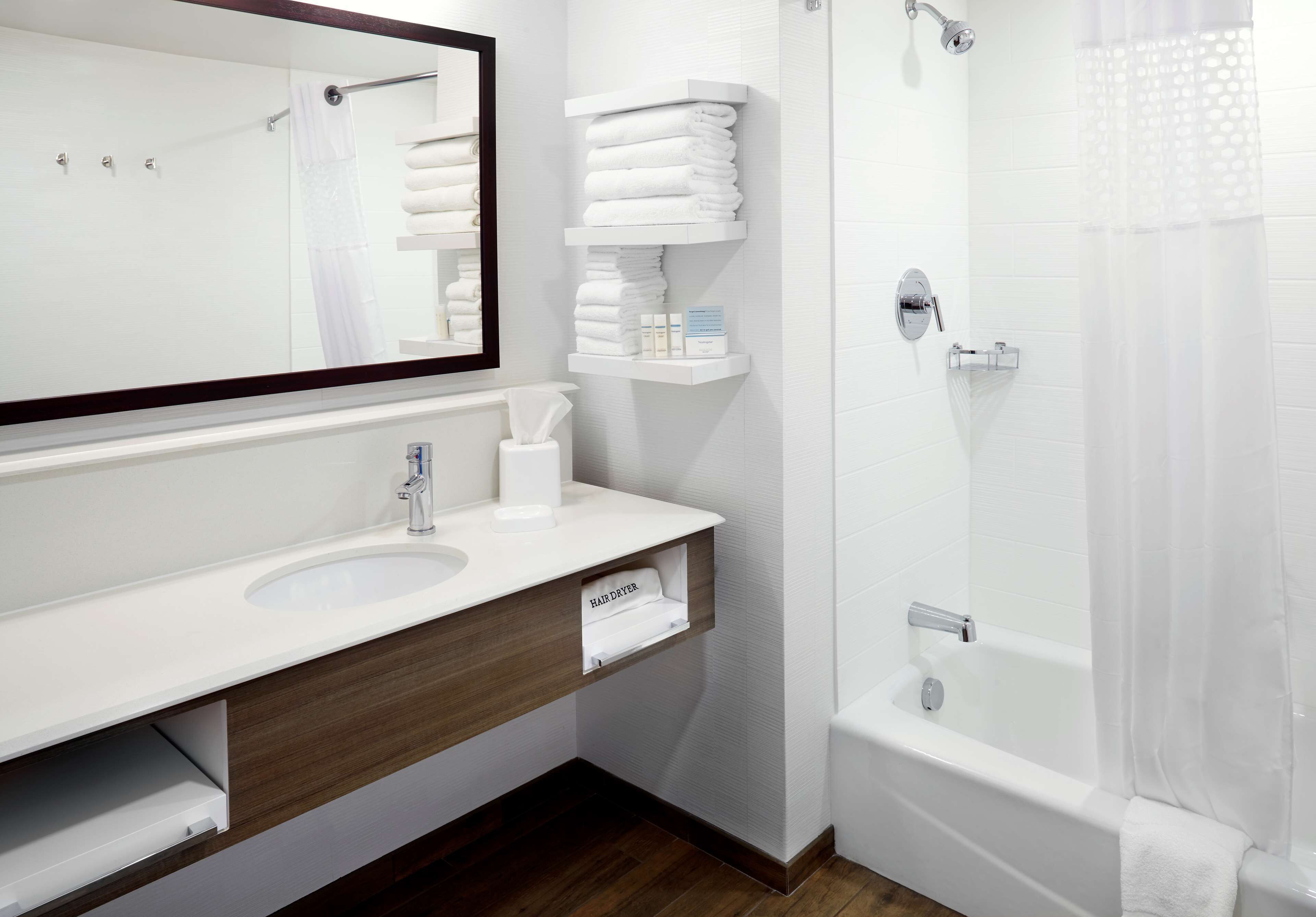 free toiletries, hair dryer, towels