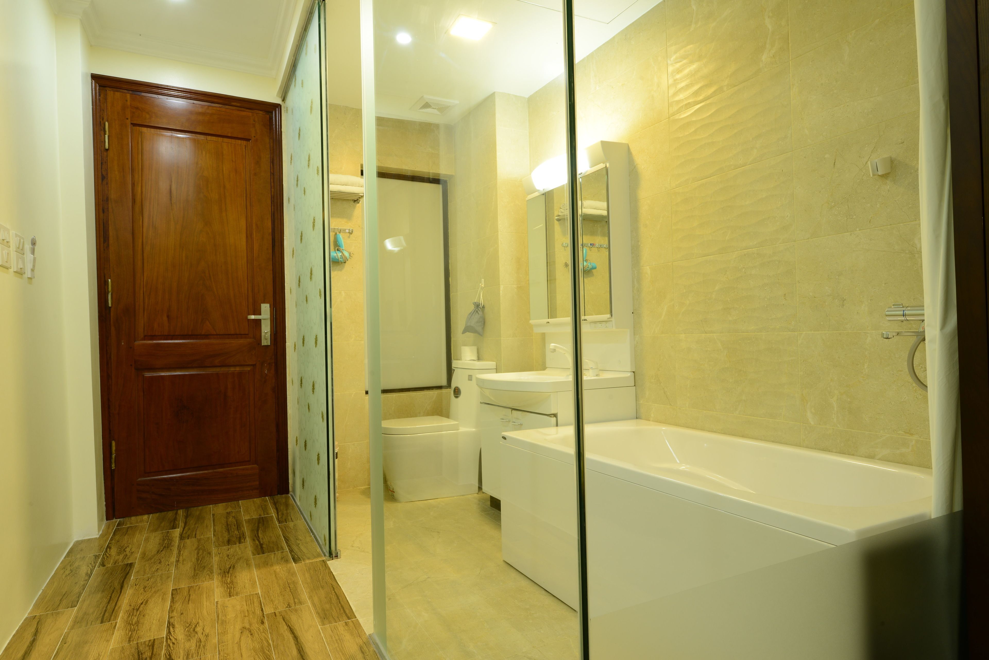 free toiletries, hair dryer, bathrobes, slippers