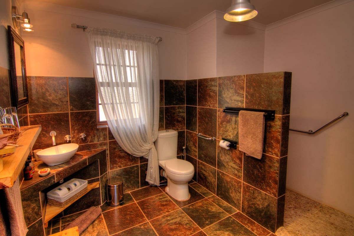 Shower, free toiletries, hair dryer, bathrobes