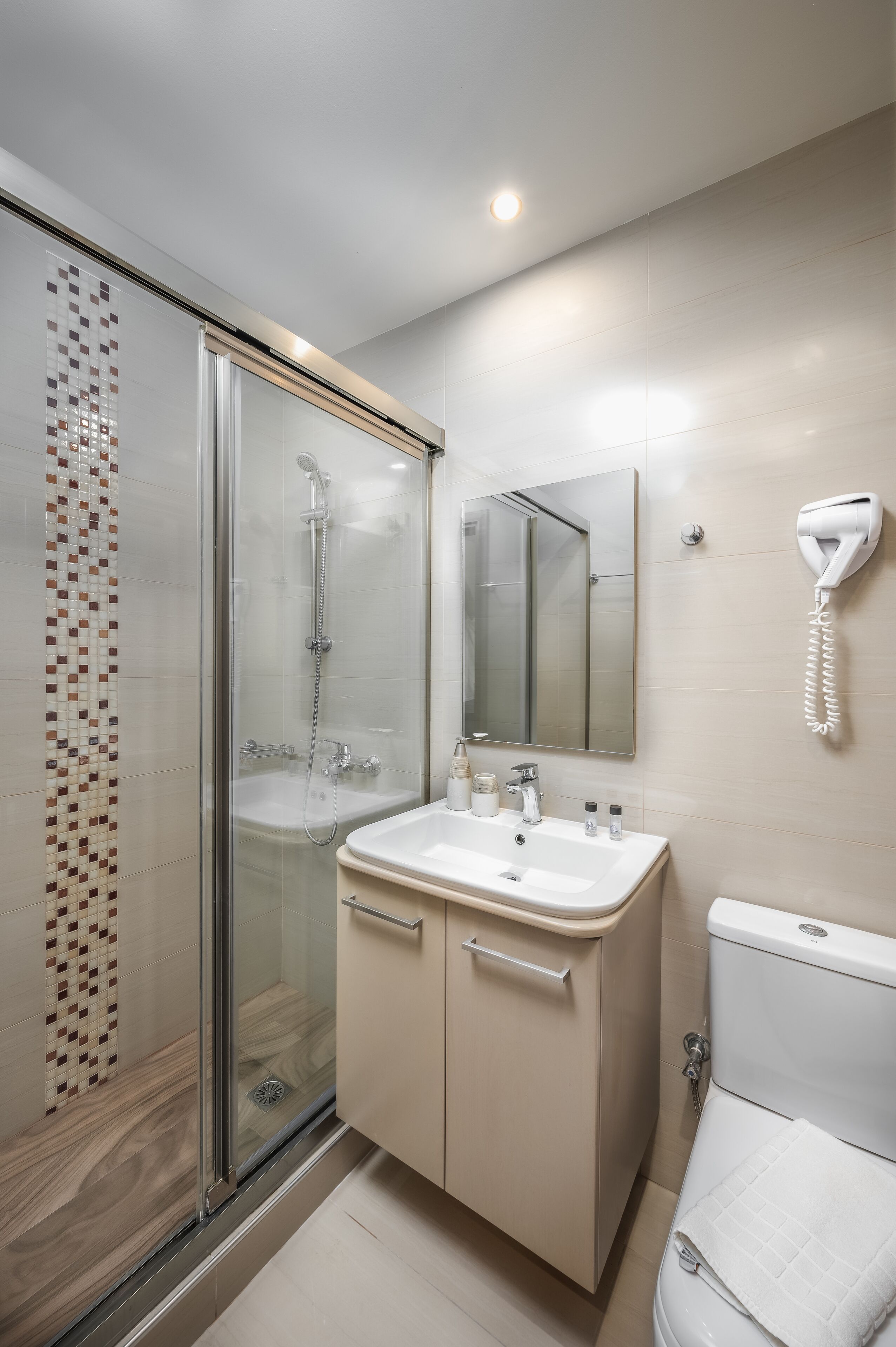 apartment, balcony | bathroom | shower, rainfall showerhead, hair dryer, towels