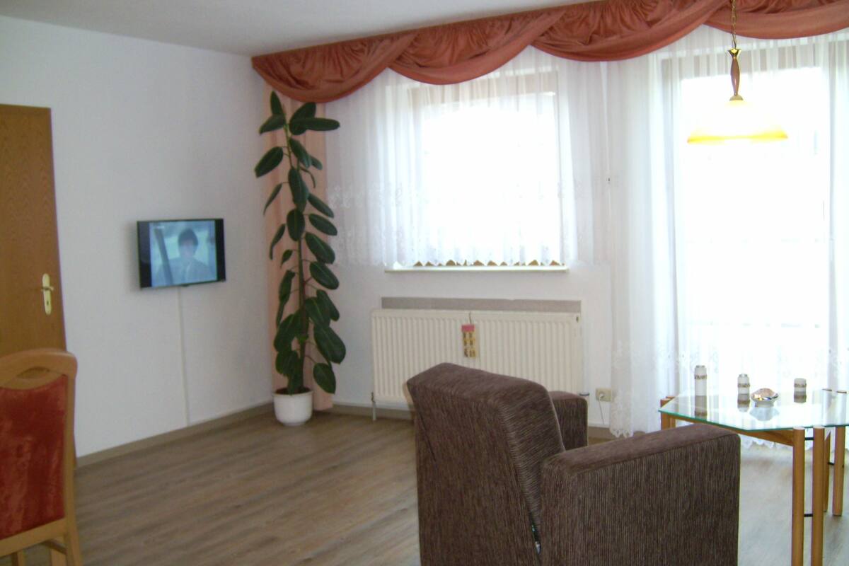 Double Room, Garden View | Living area | 32-inch flat-screen TV with satellite channels, TV