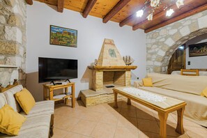 Apartment, 2 Bedrooms, Ground Floor | Living area | Flat-screen TV - Joanna's Stone Villas (Zakynthos)
