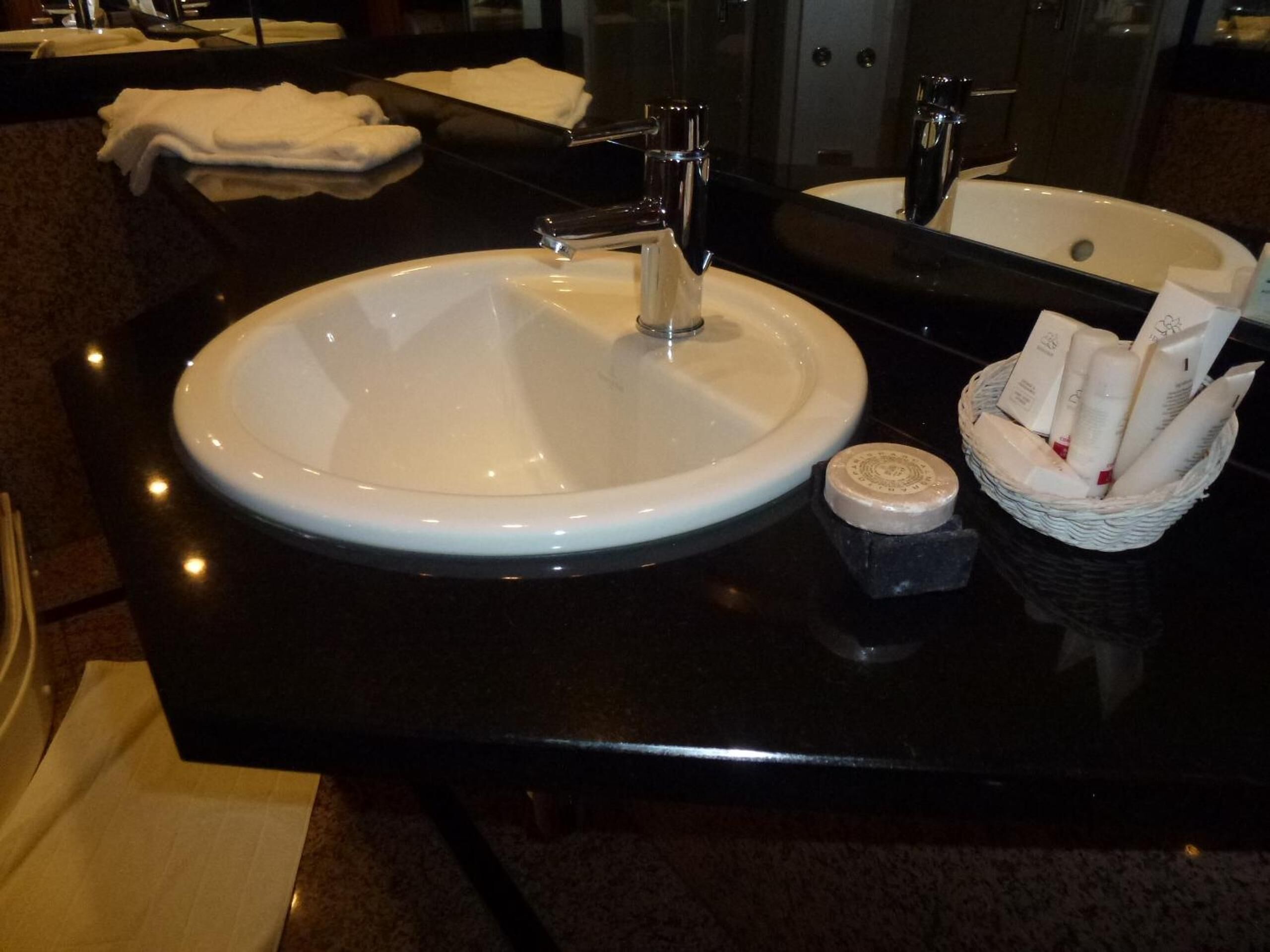 free toiletries, hair dryer, towels