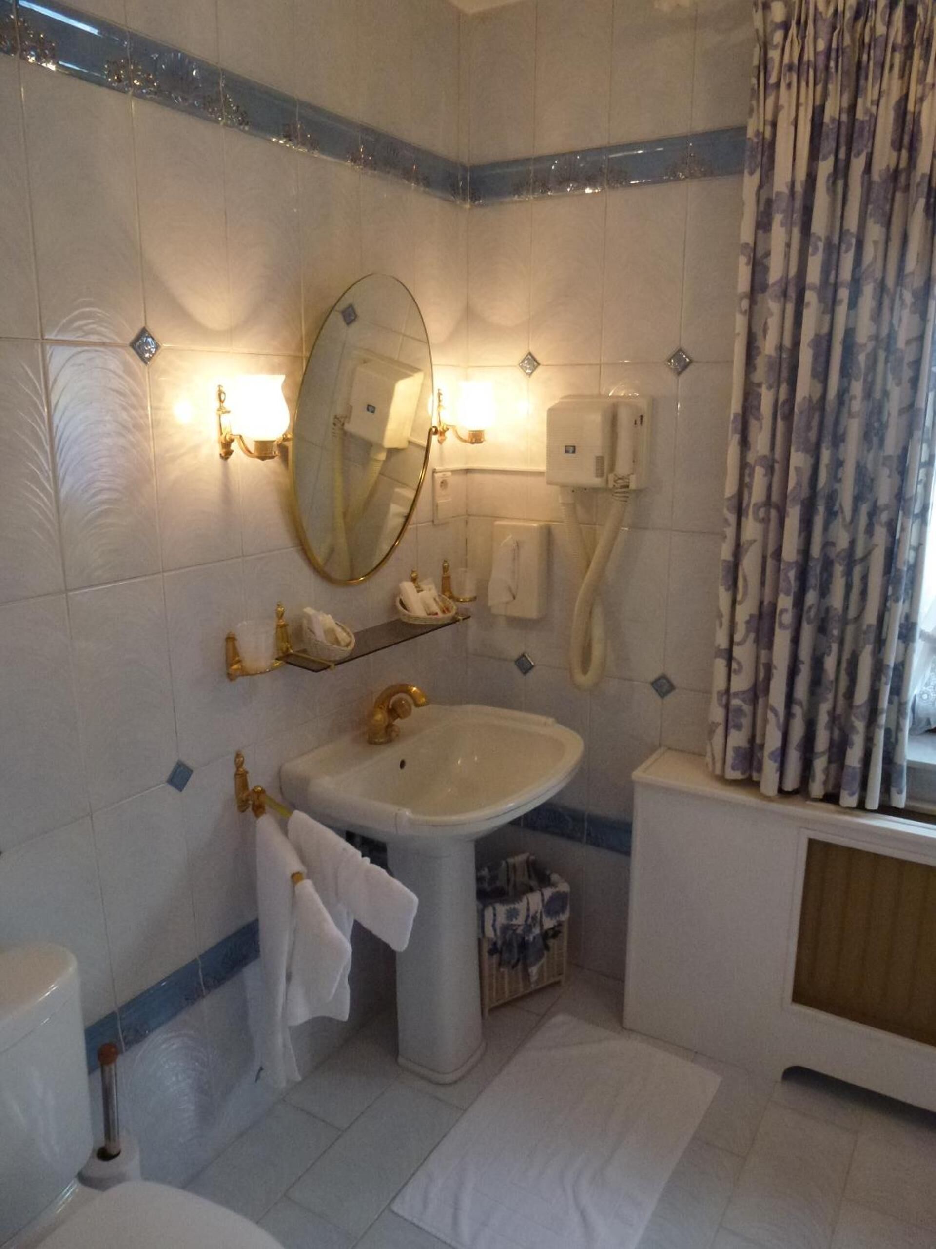 free toiletries, hair dryer, towels