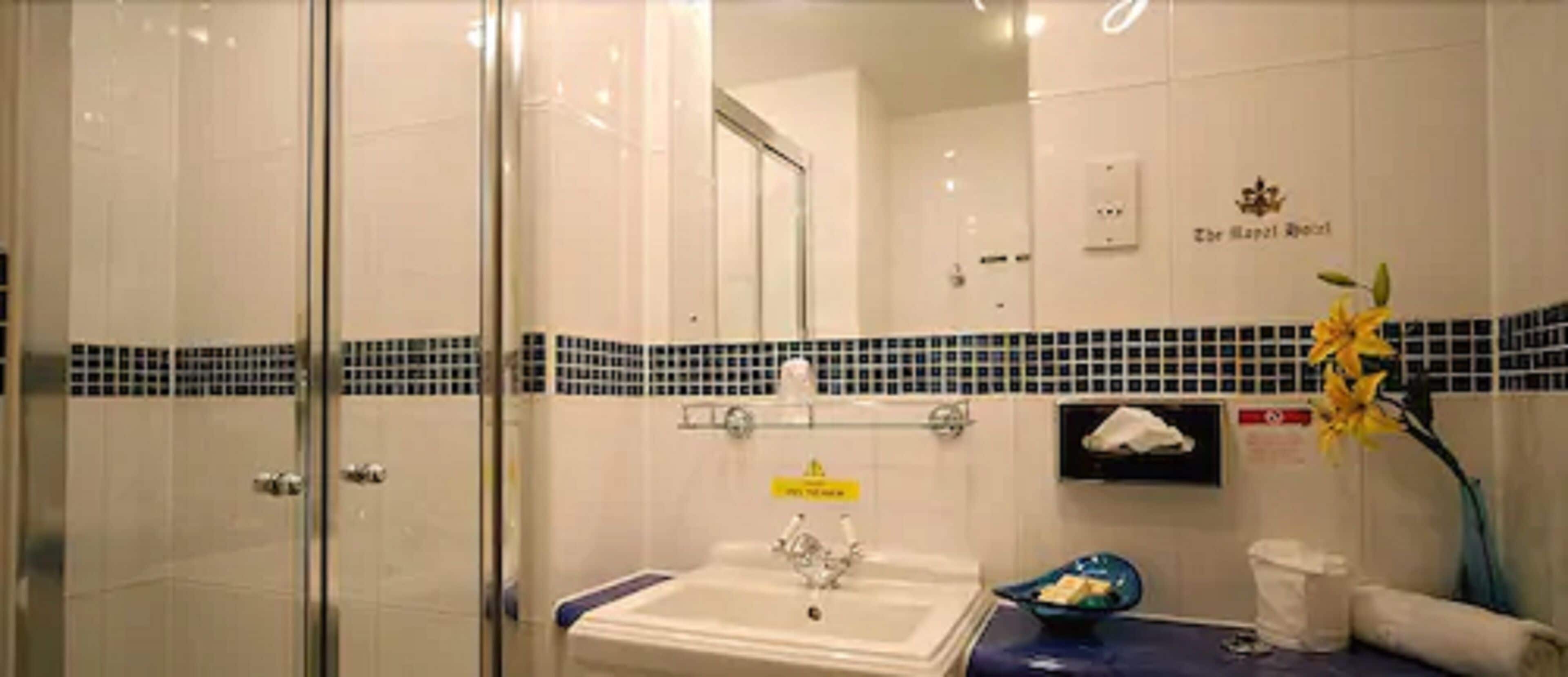 single room | bathroom | combined shower/bathtub, hair dryer, towels, toilet paper