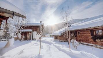 Honeymoon-Chalet, 1 Schlafzimmer, Terrasse (private SPA) | Zimmersafe, Schreibtisch, VerdunkelungsvorhÀnge, schallisolierte Zimmer