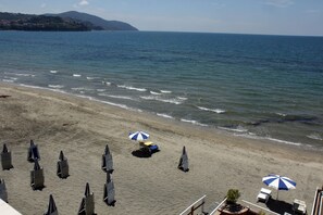 Private beach, sun-loungers, beach umbrellas