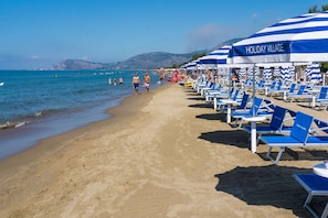 Private beach, sun-loungers, beach umbrellas
