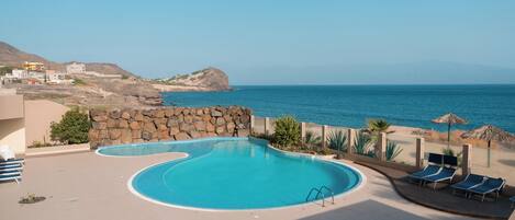 Outdoor pool, sun loungers