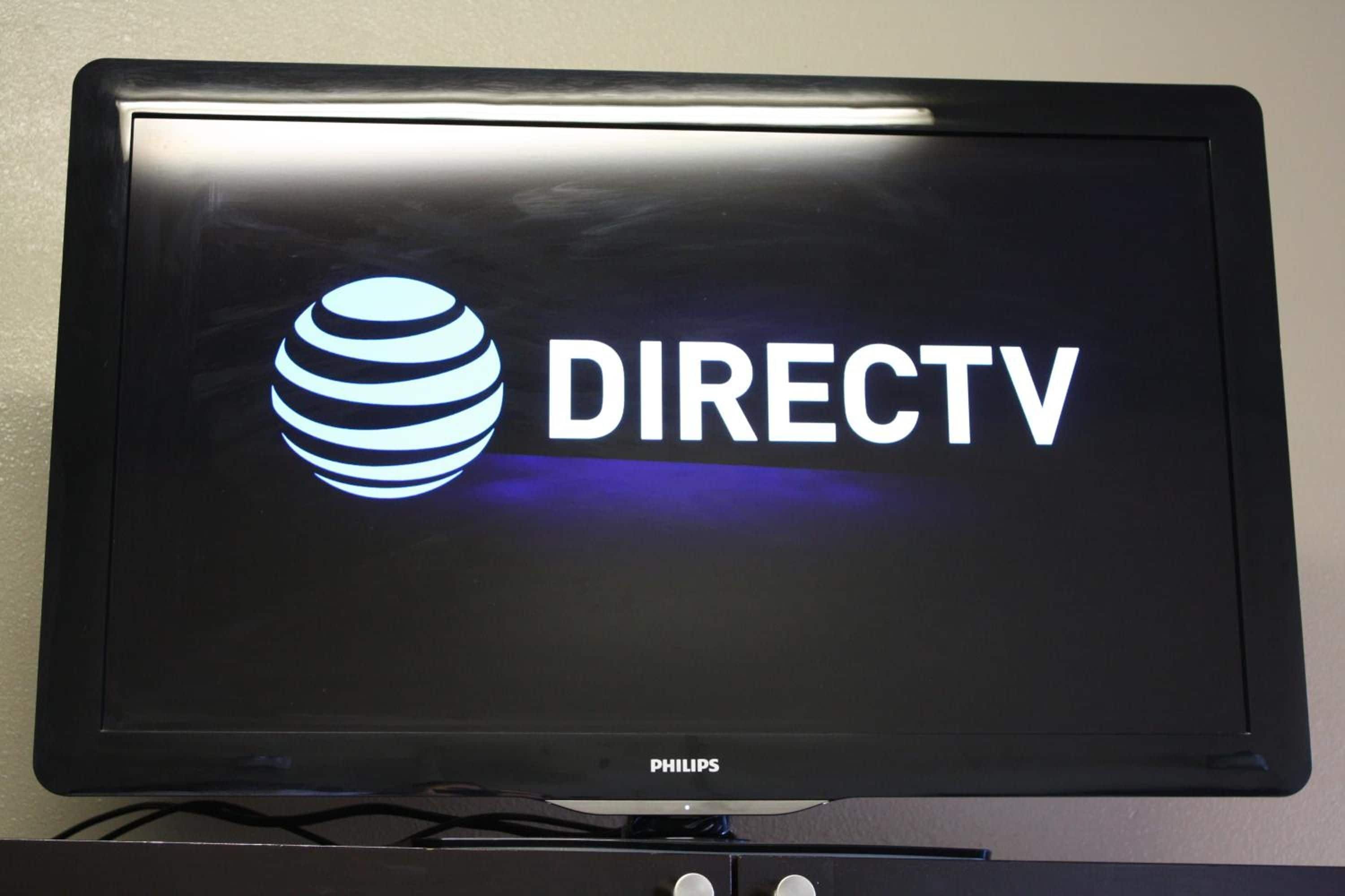 A television displaying the DIRECTV logo.