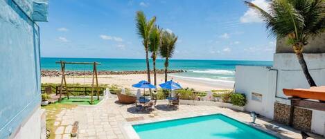 Outdoor pool, pool umbrellas
