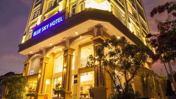 A hotel with a prominent sign reading "BLUE SKY HOTEL". - Blue Sky Phu Quoc Hotel (Phu Quoc)
