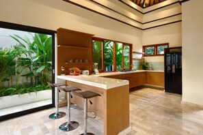 Villa, 3 Bedrooms, Private Pool | Private kitchenette | Coffee/tea maker, full-size fridge, stovetop, cookware/dishes/utensils - Villa Tosca (Kerobokan)