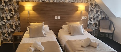 Premium bedding, individually decorated, desk, laptop workspace