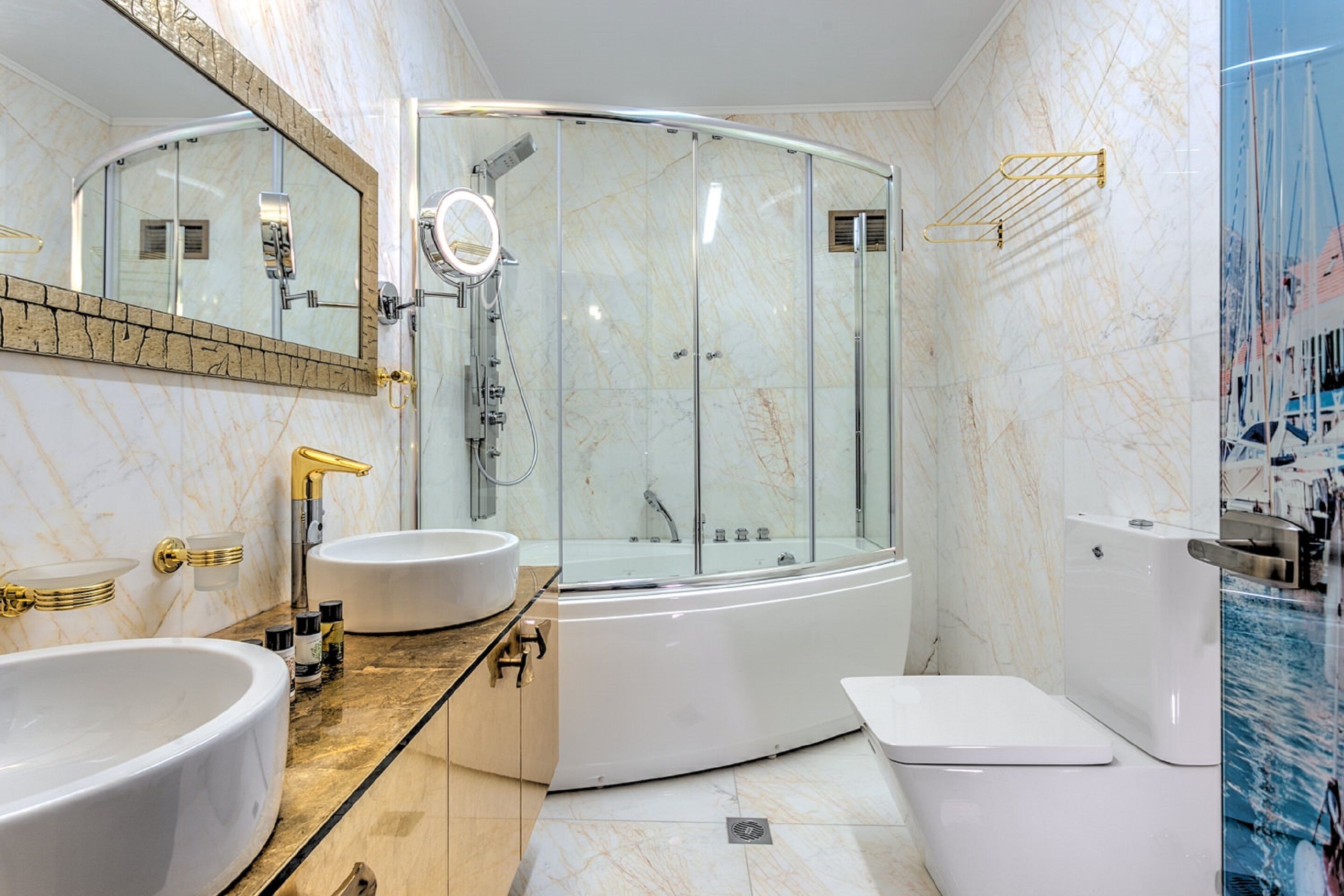 maria - athena suite | bathroom | free toiletries, hair dryer, bathrobes, slippers
